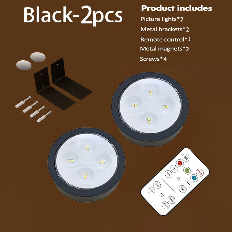 Magnetic LED Battery Operated Picture Light with Remote, Dimmable Timer 3 Lighting Modes