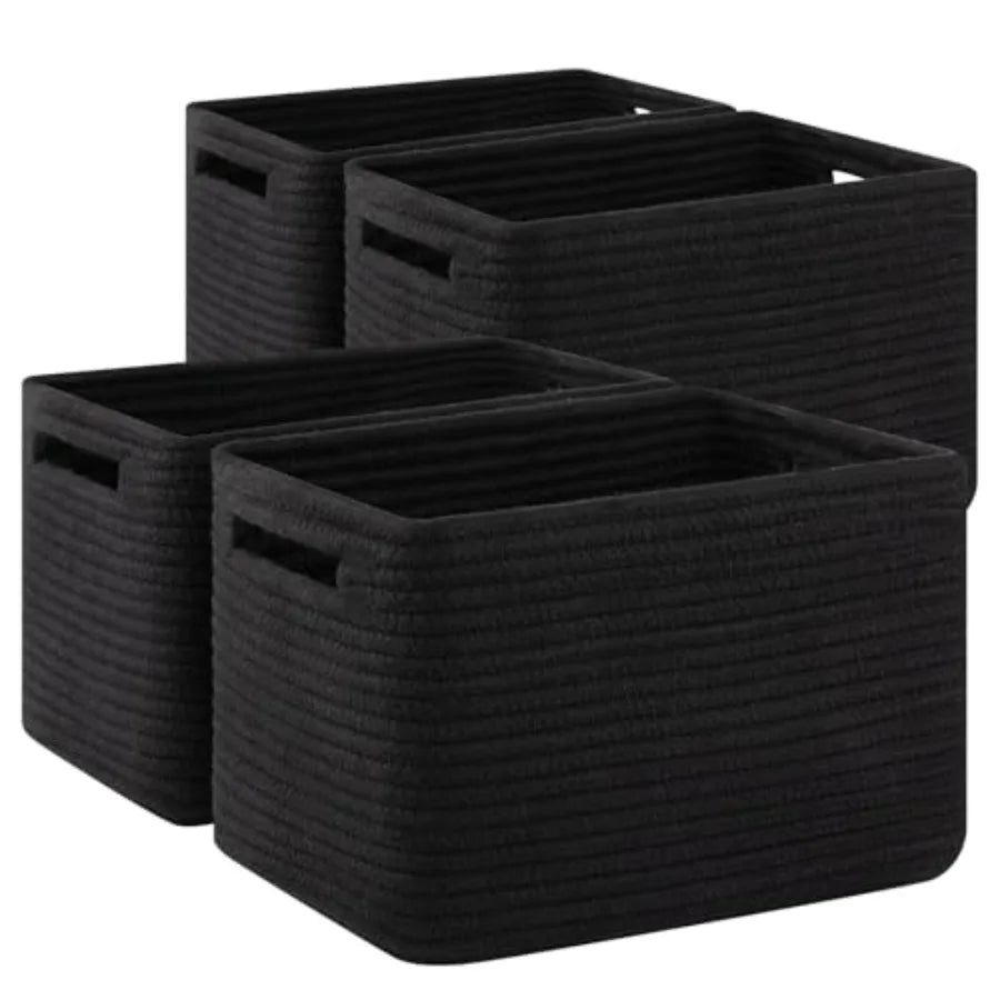 Minimalist Woven Closet Organizer Bins | Set of 4