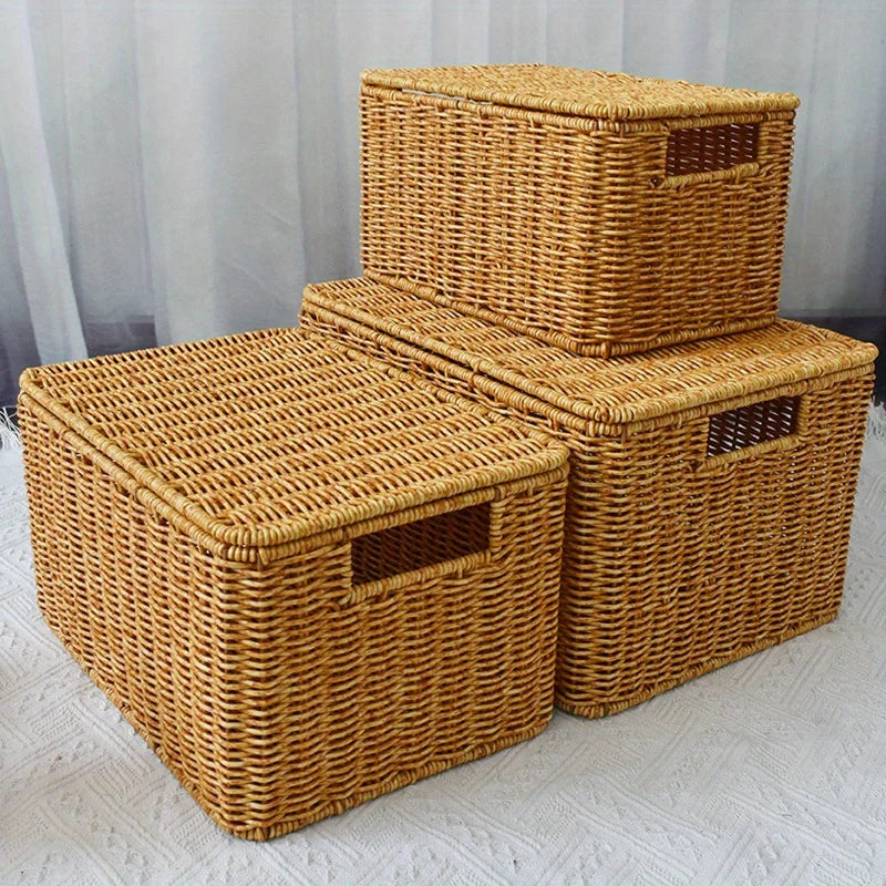 Vintage-Inspired Woven Bin Organizer