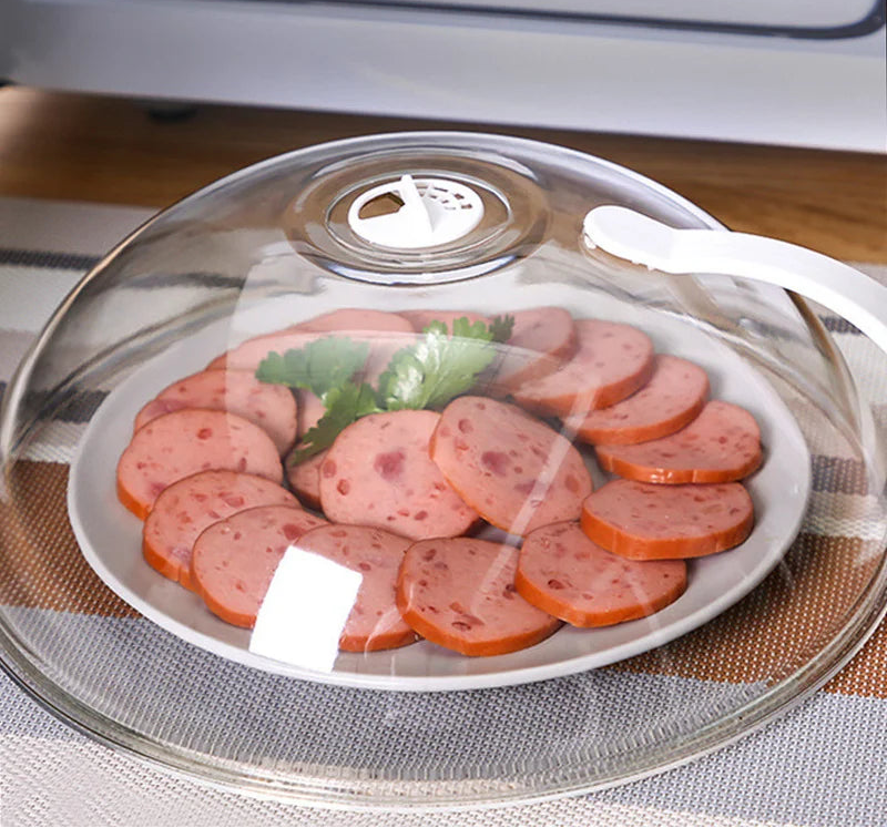 Microwave Oven Food Splash Guard Lid with Handle for Reusable Heating Cover Splatter Protection at Home Kitchen