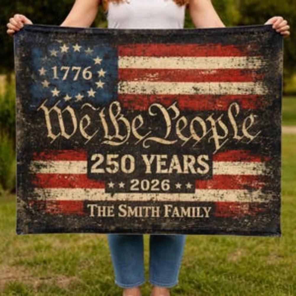USA 250th Anniversary Tapestry Patriotic Independence Day Custom Family Name Wall Decor Backdrop for Home