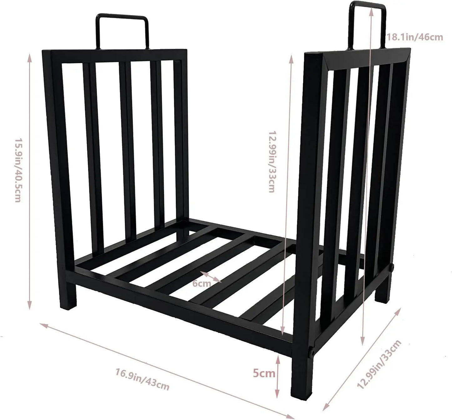 Metal Firewood Shelf with Handles