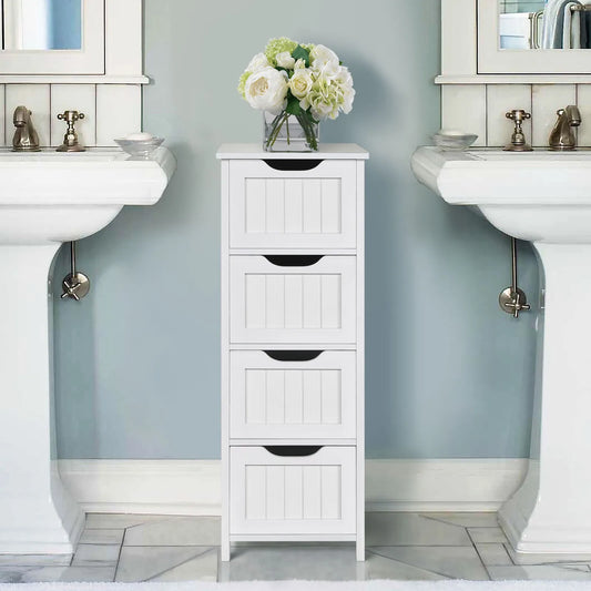4-Drawer Bathroom Floor Cabinet Storage Organizer Free Standing