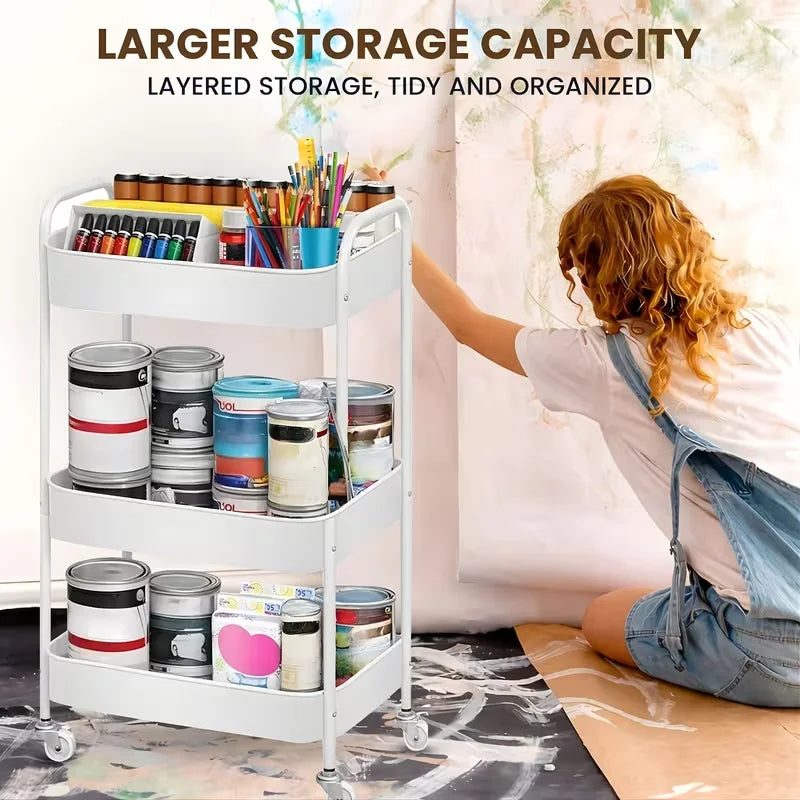 3/4‑Tier Multi‑Functional Rolling Cart – Large‑Capacity Mobile Storage Trolley with Wheels for Kitchen, Bathroom & Bedroom