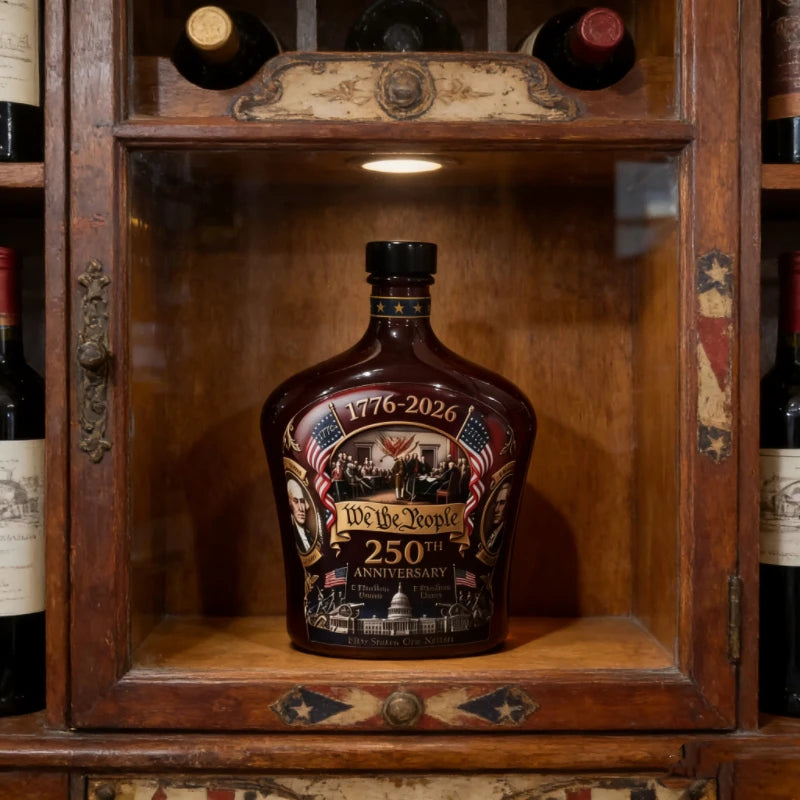 US 250th Anniversary We The People Whiskey Decanter, Decorative Glass Bottle for 4th of July Party & Home Bar Display