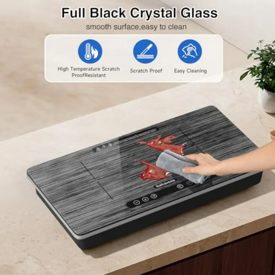18" Double Induction Cooktop – Portable 2‑Burner Electric Stove with Independent Touch Controls, 1800W