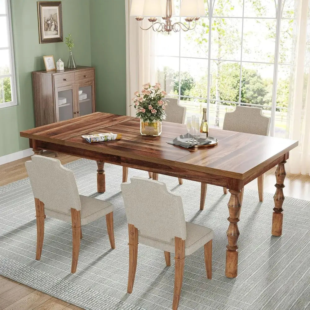 62” Farmhouse Dining Table for 4-6 People