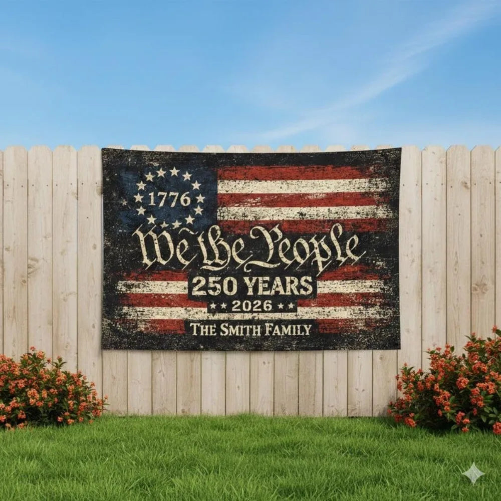 USA 250th Anniversary Tapestry Patriotic Independence Day Custom Family Name Wall Decor Backdrop for Home