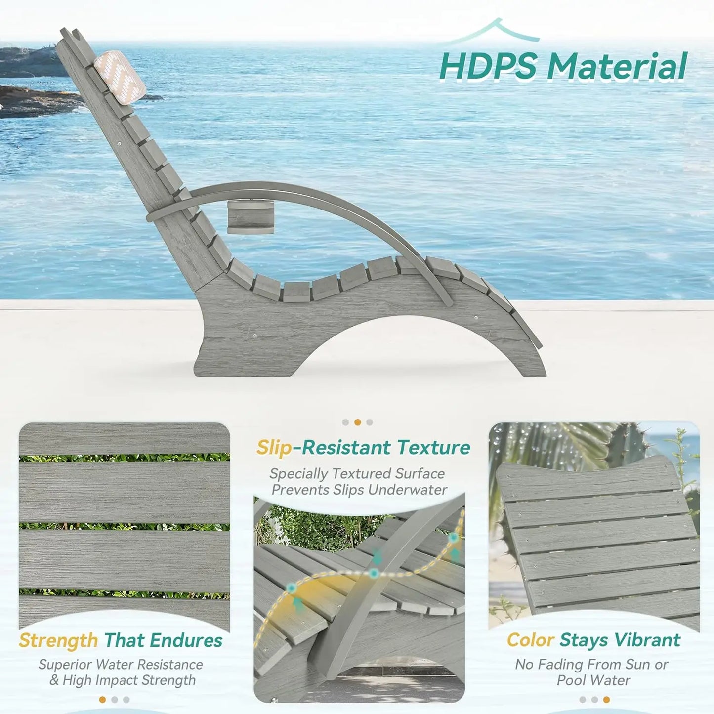 Lounge Chairs Set of 2 with Armrests – Fade‑Resistant Pool Loungers for 8–10" Shallow Water