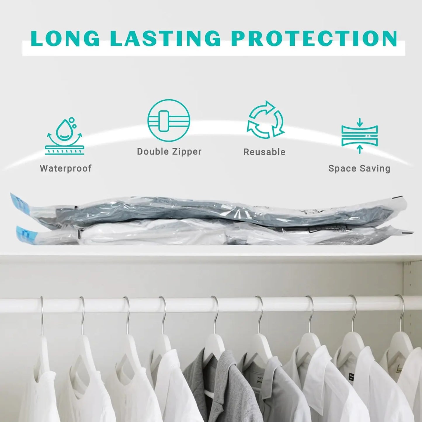 15‑Pack Vacuum Storage Bags with Hand Pump – Space‑Saving Compression for Clothes, Blankets & Travel
